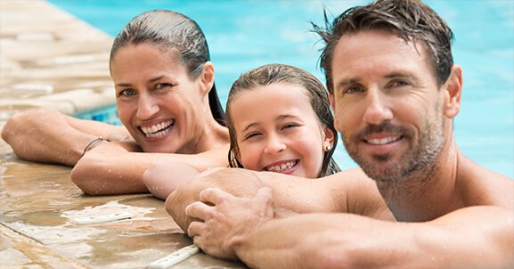 Family enjoying the pool together